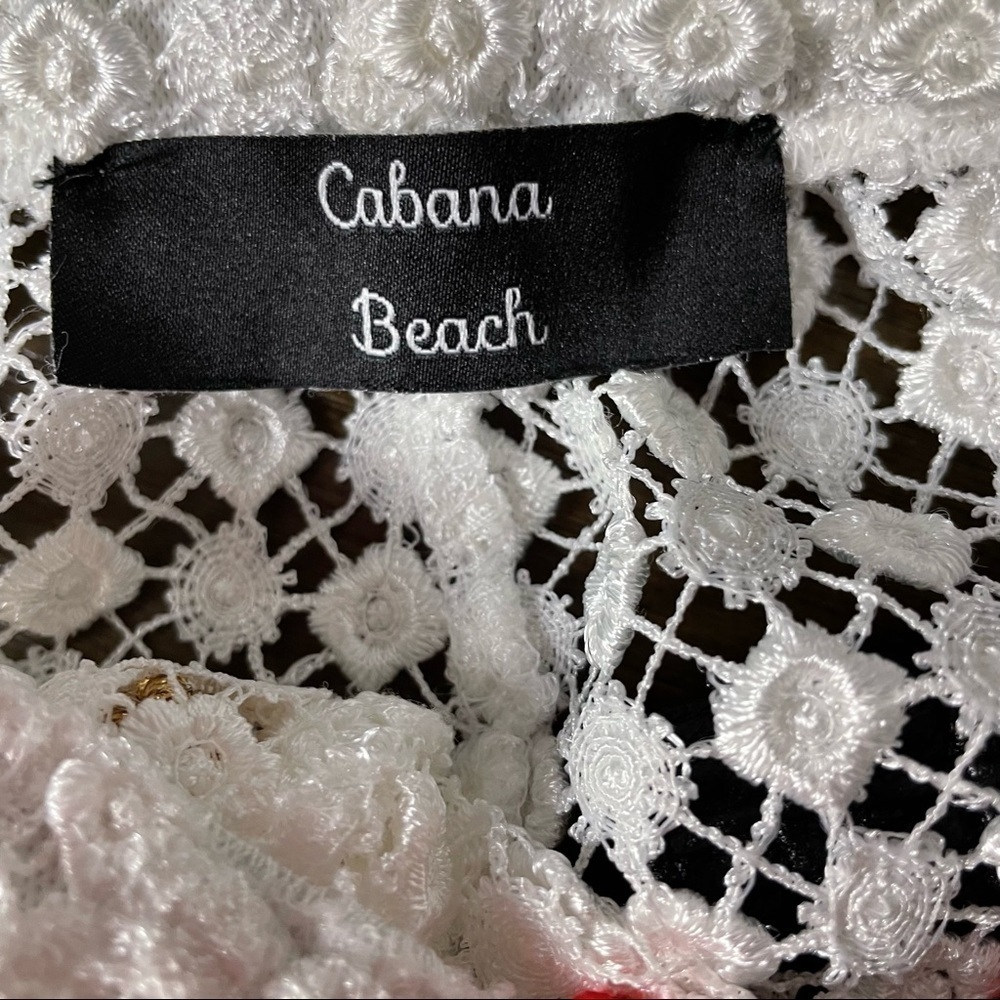 Cruise Style Cabana Beach White Lace Wide Leg w/Gold Waist Beach/ Swim Coverup - Picture 10 of 11